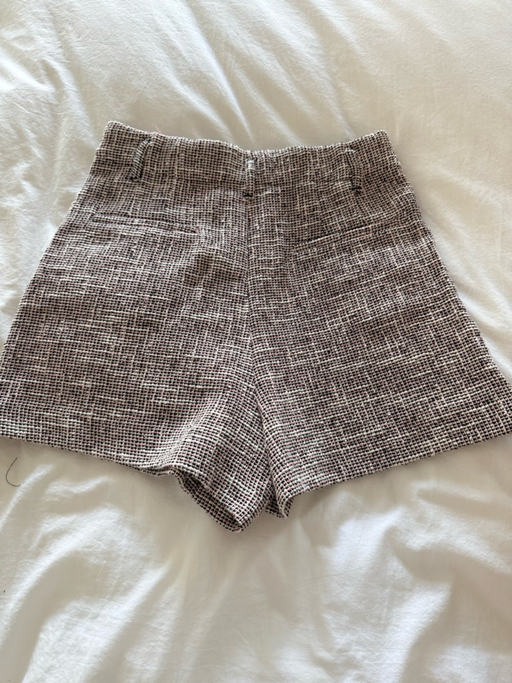 Zara High-Waist Tweed Button-Front Shorts in Brown - Picture 2 of 4